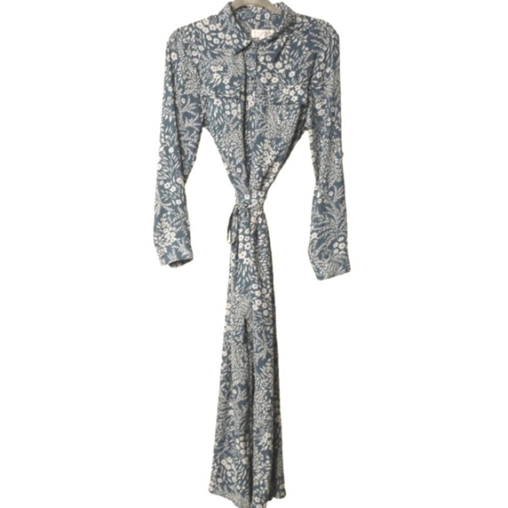 NWT NANETTE LAPORE Button Down Collared Maxi Dress w/ Slip &Tie Belt